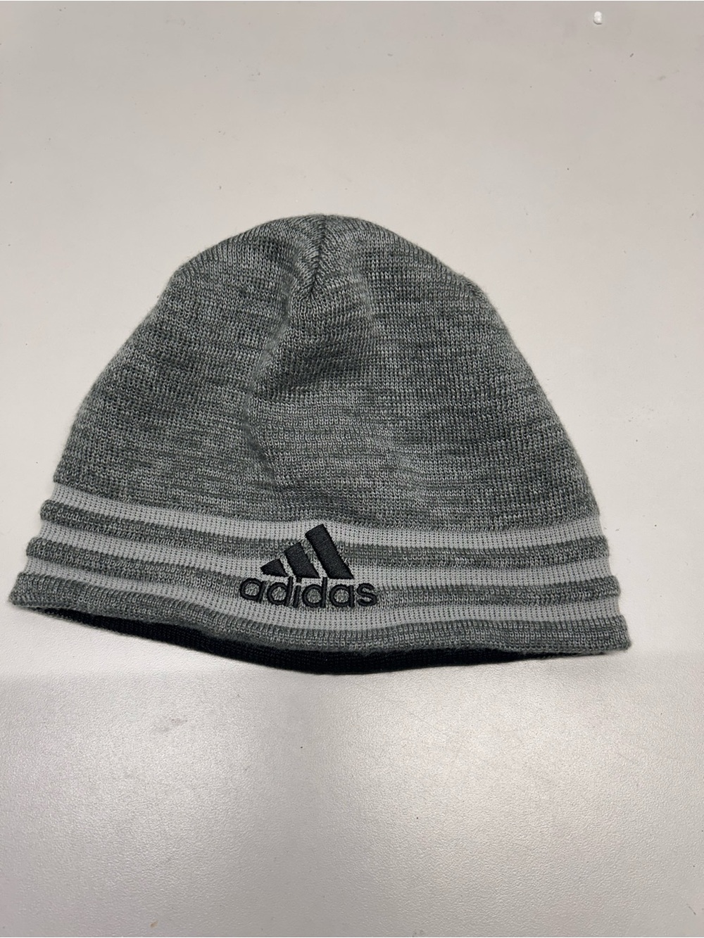 adidas Gray Knit Beanie with Embroidered Logo